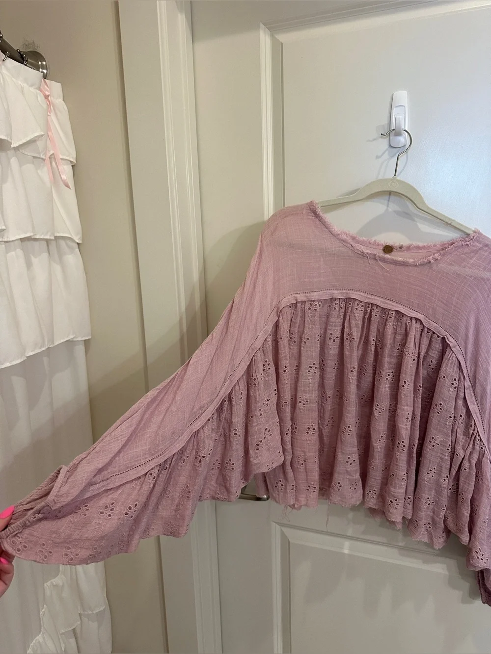 Free People Lavender Eyelet Top M